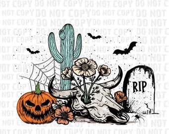 Png d'Halloween dans le désert occidental, effrayant Halloween png, motifs par sublimation, png d'Halloween à la mode, fichiers Png western, png d'Halloween, numérique pour