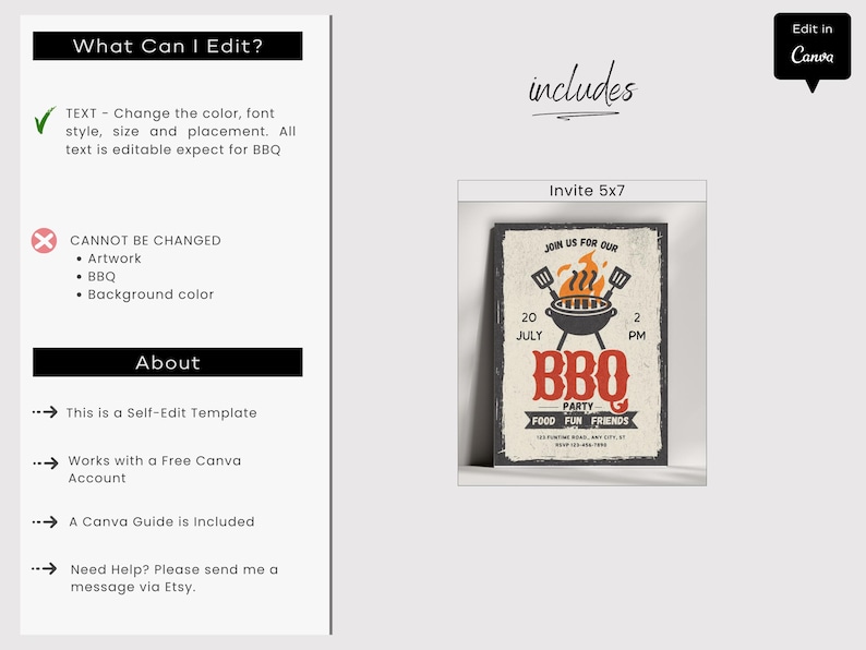 Invitación a barbacoa en el patio: plantilla editable imagen 3