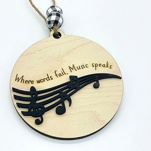 Notes de musique ornement SVG, professeur de musique svg, où les mots échouent La musique parle svg, fichier de découpe gravé numérique au laser