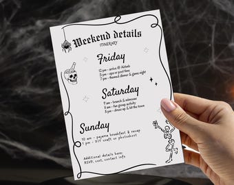 Halloween Weekend Itinerary, Spooky 3-day Girls Getaway, Editable Template