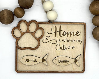 Personalize Cute Cat Name Ornament Svg, Cat Sign Svg, Cats Svg, Two Cats Svg, Pet Svg File, Cat Ornament Svg, Laser Cat File, Glowforge Svg