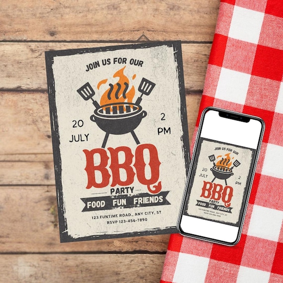 Backyard BBQ Invitation: Editable Cookout Party Template