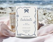 Coastal Bachelorette Party Invitation: Sea Shells, Beach Event (Editable Canva Template - Digital Download)