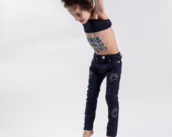 vintvinkl-jeans, stick, sepia, skinny unisex kids' jeans