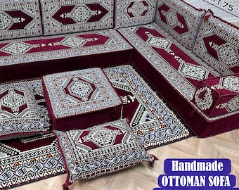 Traditional Sofa, Ottoman Floor Seating, U-Shaped Floor Cushion Set, Moroccan Sofa,U-shaped Sofa, Sectional Floor Seating, Floor Cushions,