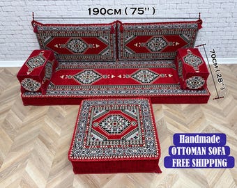 Ottoman Floor Seating, Arabic Sofa, Housewarming Gift, Turkish Kilim Pillow, Modular Sofa, Floor Seating Set, Traditional Sofa, Home Decor