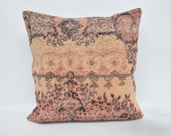 Kilim Pillow, Throw Pillow Cover, Kilim Pillows, 28x28 Beige Pillow, Rug Pillow Cover, Pattern Throw Cushion Case, Tribal Pillow, 151