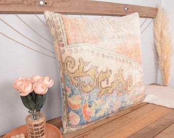 Antique Pillows, Handmade Kilim Cushion, 28x28 Ethnical Kilim Rug Pillow, Turkish Kilim Pillow, Red Pillow Cover, Textured Pillow,