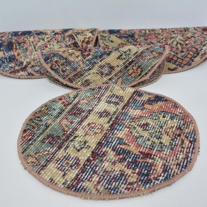 Round Supla, Kilim Supla, Rustic Rug Supla, Set Of Six, Gift Supla, 12&quot;x12&quot; Service Rug Placemat, Circle Under Plate, Kitchen Decor, 16