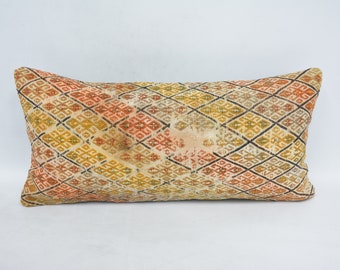 Almofadas antigas, almofada decorativa para casa, presente personalizado, capas de almofada verdes 12x24, capas de almofada estampadas, capa de almofada Kilim, 633
