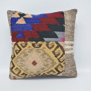 Antique Pillows, Throw Pillow, Body Pillow, 16x16 Beige Pillow Covers, Geometric Cushion Case, Home Decor Gift Pillow Case, 849