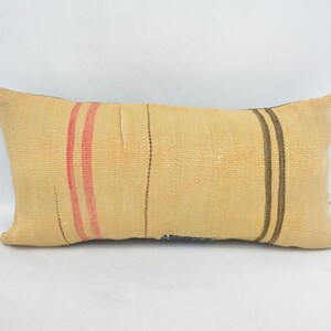 Kilim Pillow Cases, Kilim Pillow Covers, 12x24 Beige Cushion Case, Striped Pillow Cover, Mid Century Throw Cushion Case, 622