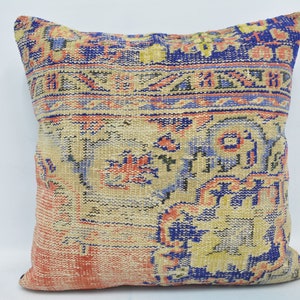 Kilim Pillows, Personalized Gift, Body Pillow, 28x28 Blue Pillow Covers, Rug Cushion, Retro Throw Cushion, Bohemian Cushion Case, 77