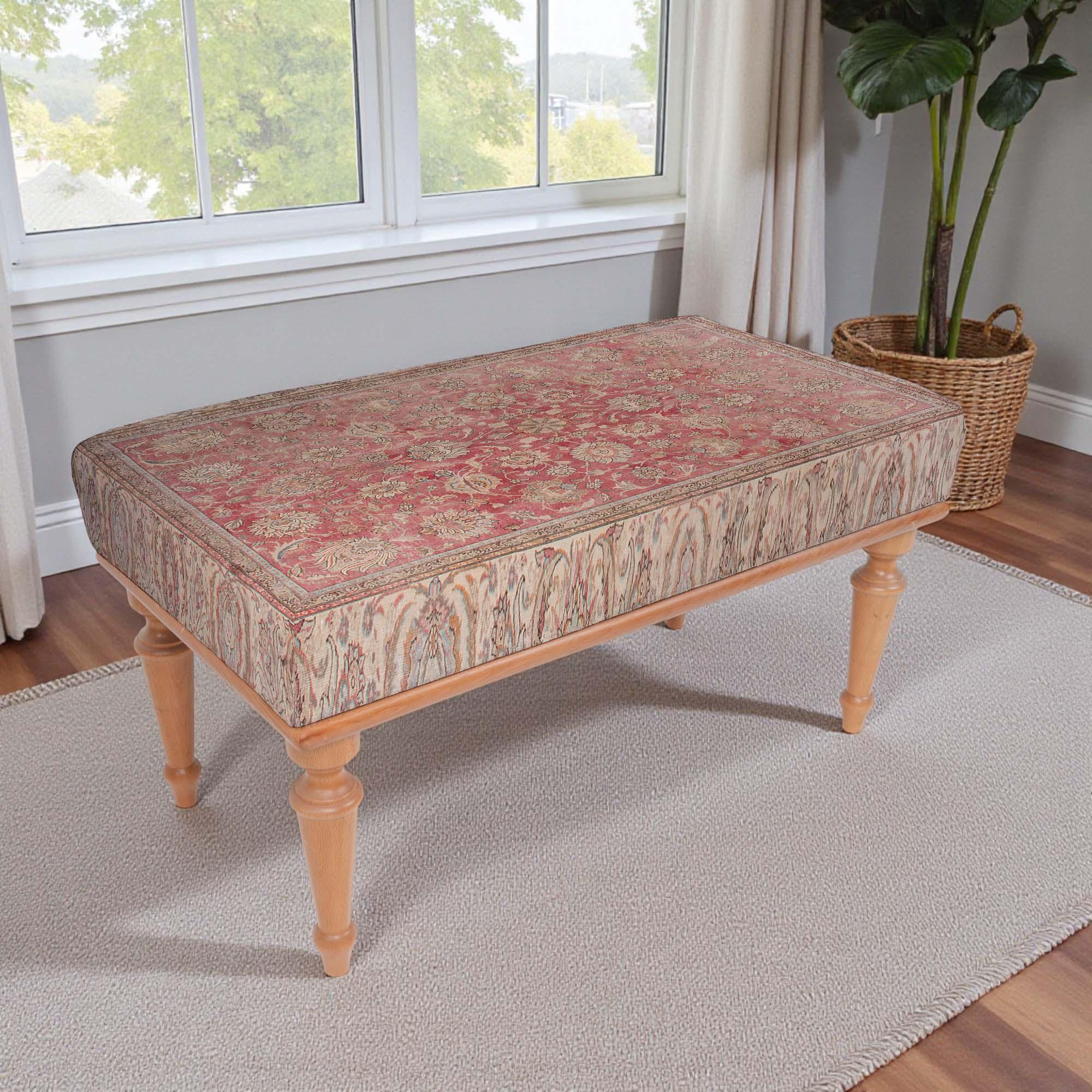 Floral Pattern Sitting Bench, Bench for Bedroom, Handmade Furniture ...