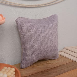 Kilim Cushion Sham, Pillow for Couch, 12x12 Handmade Kilim Cushion, Turkish Pillow, Purple Cushion, Handwoven Hemp Kilim  Pillow,