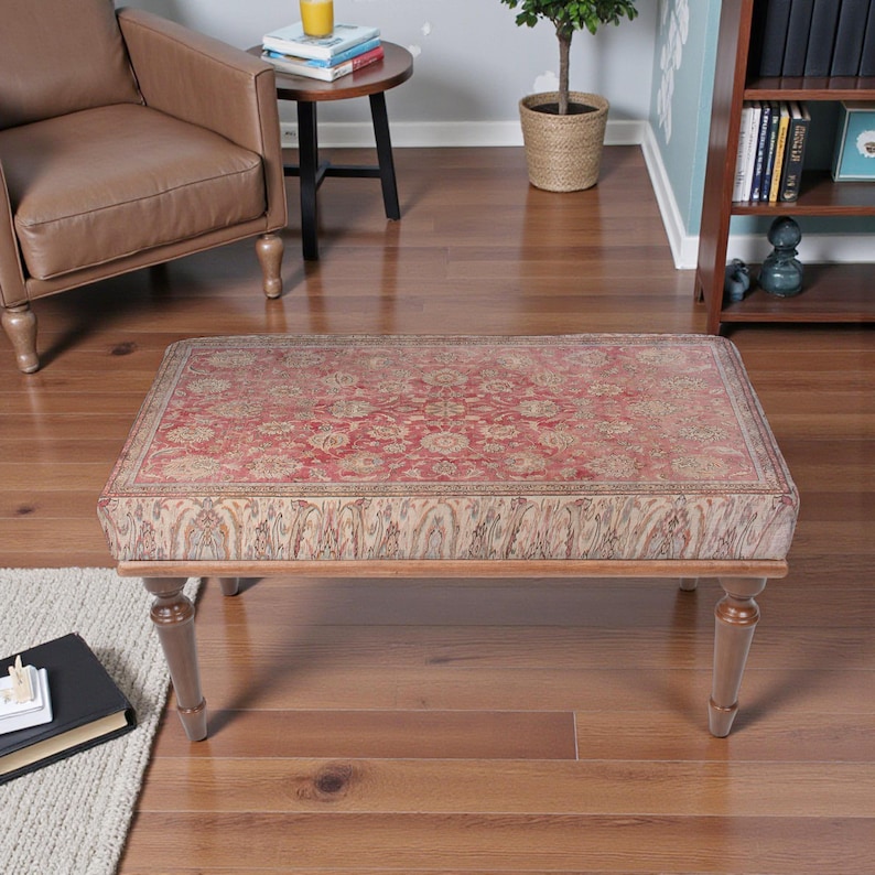 Floral Pattern Sitting Bench, Bench for Bedroom, Handmade Furniture ...