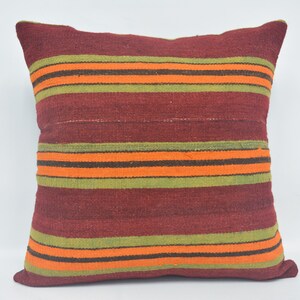 Home Decor Pillow, Designer Pillows, Pillow Covers, 22x22 Red Pillow Case, Striped Pillow Cover, Handmade Throw Cushion Case, 1
