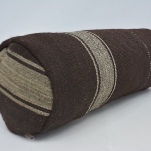 Pillow Covers, Personalized Pillow, Kilim Pillow Cover, 8x20 Brown Pillow Cover, Cylindrical Pillow Covers, Custom Body Cushion Case, 183