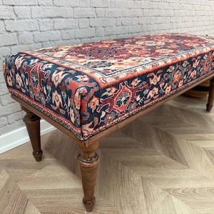 Handmade Bench, Ottoman Bench, Porch Bench, Piano Bench, Upholstered Bench, Home Decor, Turkish Rug Bench, Sitting Bench, Living Room Bench,