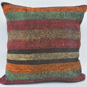 Cuscino Home Decor, Cuscino Kilim turco, Cuscino personalizzato, 22x22 Coperture cuscino rosso, Cuscino a righe, Copertura cuscino piccolo, 25