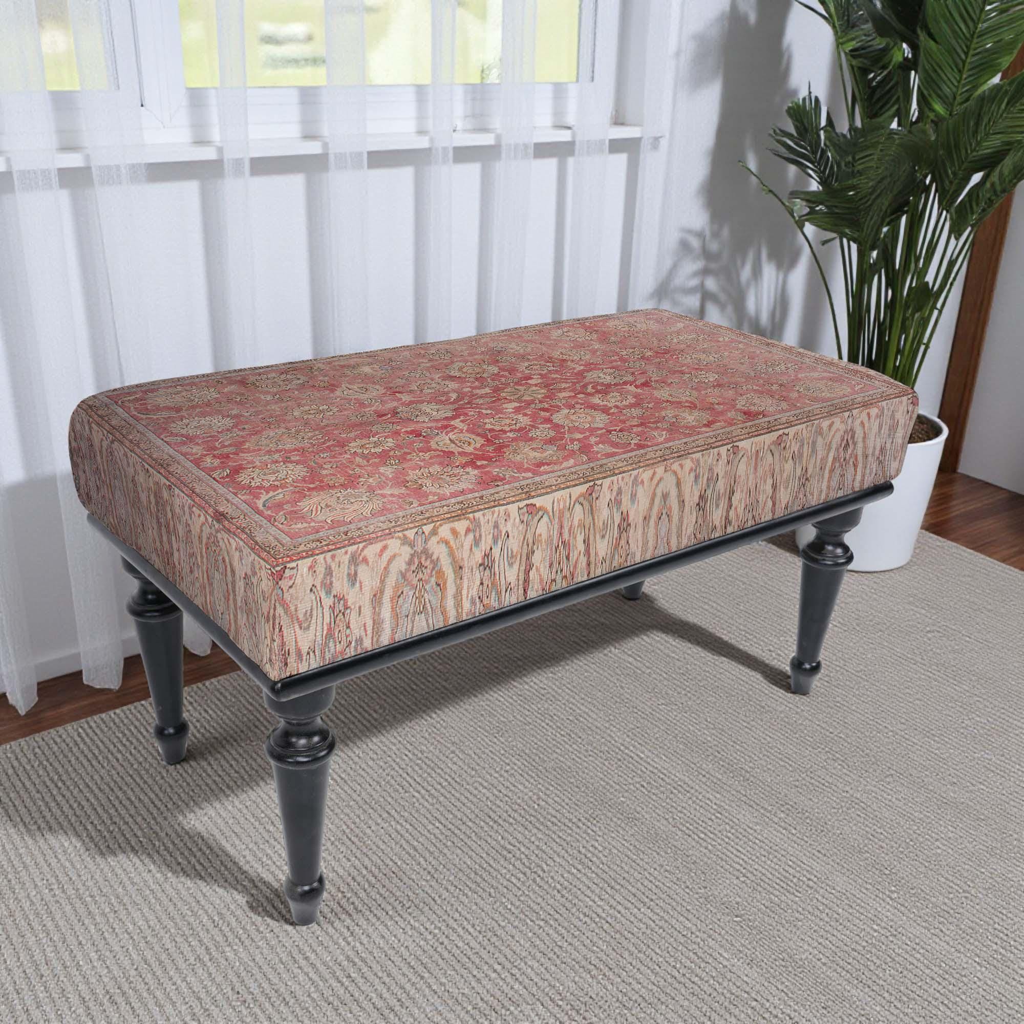 Floral Pattern Sitting Bench, Bench for Bedroom, Handmade Furniture ...