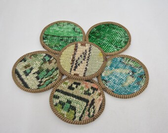 Küchendekoration, Geschenk für sie, Kaffeetassenauflage, grüne Auflage, Teppichauflage, rutschfeste Auflage, handgefertigte Tassenauflage, stilvolle Teppichauflage