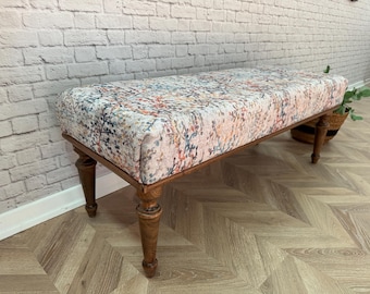 Botanische Musterbank, Saloon Decor, Saloonmöbel, Handgemachte Bank, Türkische Teppichbank, Sitzbank, Kaffeebank, Floralbank,