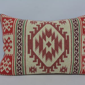 Turkish Pillow, Turkish Kilim Pillow, Throw Pillow, Pillow Cover, 20x28 Red Pillow, Geometric Pillow, Best Pillow, Designer Cover,  134