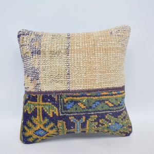 Kilim Pillow Cover, Throw Pillow Covers, Kilim Pillow Cases, 14x14 Blue Cushion, Rug Pillow Covers, Memory Pillow, Handmade Pillow Case, 756