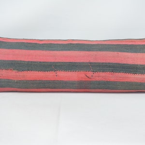 Kilim Pillow Cases, Throw Pillow Cover, Kilim Pillow Cover, 16x48 Red Pillow, Striped Pillow, Soft Throw Pillow Case, Traditional Pillow, 63