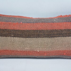 Kilim Pillow Cases, Designer Pillows, Throw Pillow Covers, 8x16 Red Cushion Case, Striped Cushion, Gift For Men Pillow Covers, 137