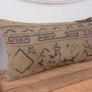 Pillow for Sofa, Kilim Pillow, 12x24 Antique Pillows, Pillow for Couch, Beige Cushion Case, Striped Lumbar  Pillow, Textured Pillow,