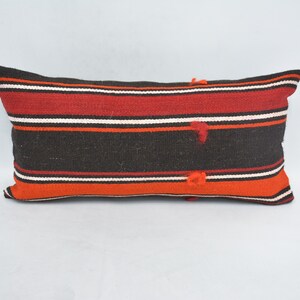 Home Decor Pillow, Throw Pillow, Kilim Pillow Covers, 12x24 Brown Pillow Case, Striped Pillow Case, Outdoor Decor Cushion Case, 642