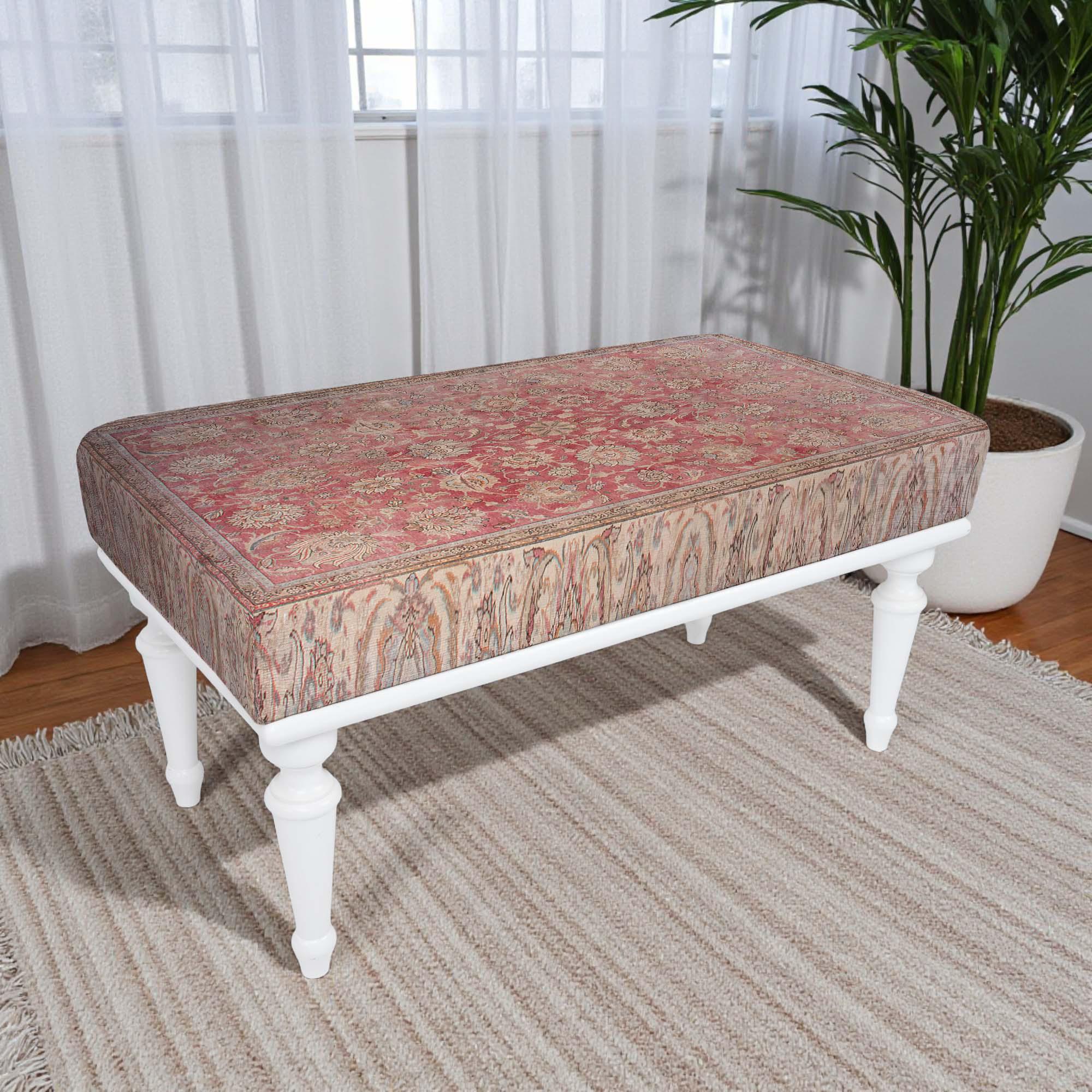 Floral Pattern Sitting Bench, Bench for Bedroom, Handmade Furniture ...