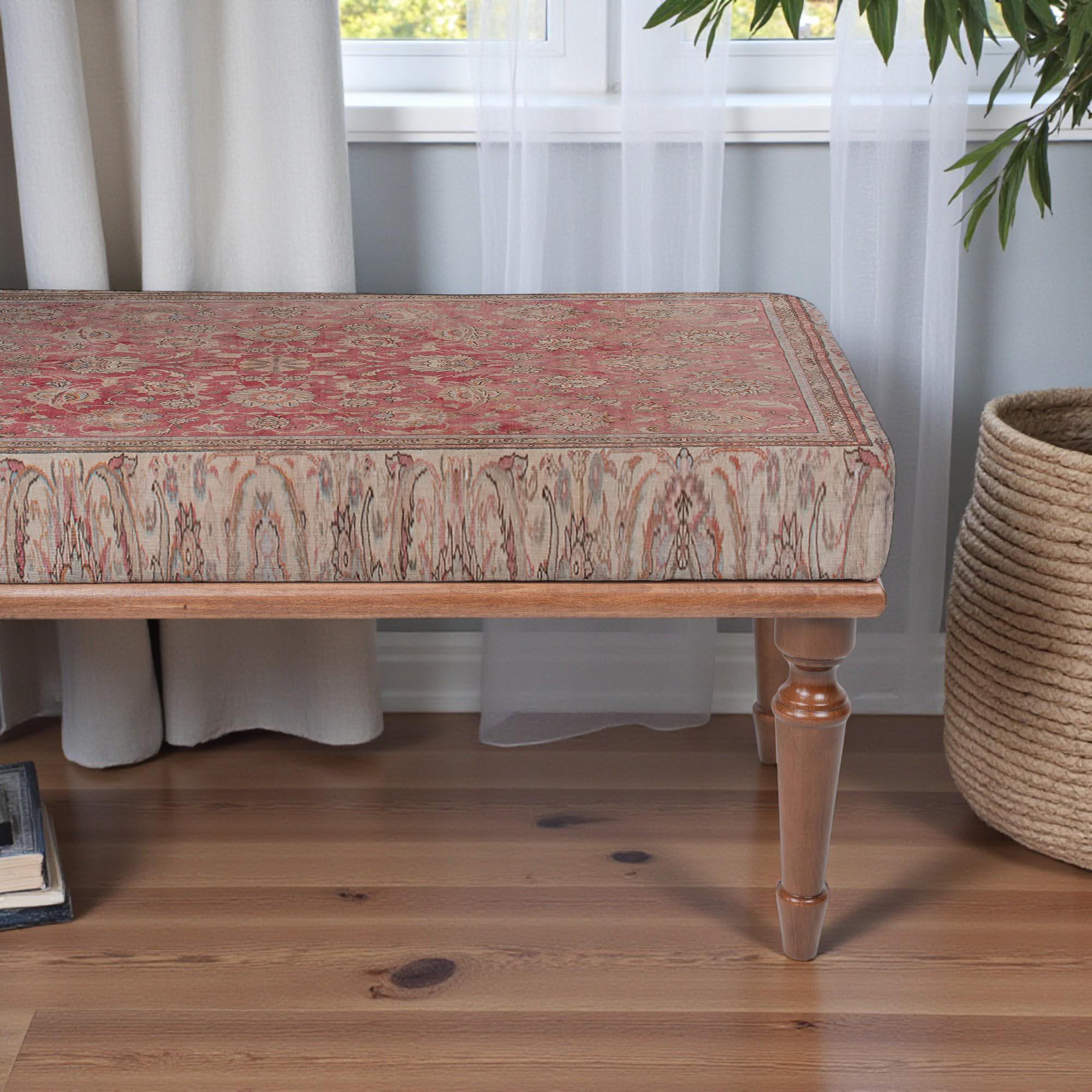 Floral Pattern Sitting Bench, Bench for Bedroom, Handmade Furniture ...