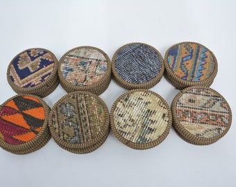 Kilim Coaster, Set Of Six, Drink Coaster, Coffee Cup Pad, Round Coaster, Kitchen Decor, Gift Coaster, Unique Coaster, Stylish Drink Coaster,