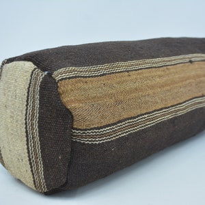 Kilim Pillow Cases, Throw Pillow Cover, Antique Pillows, 8x20 Brown Pillow Case, Cylindrical Pillow Cover, Couch Pillow, 183