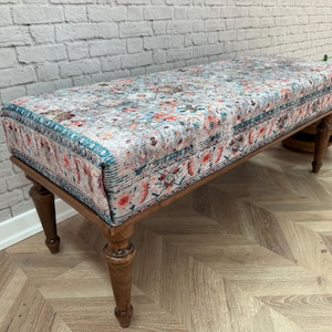 Handmade Bench, Ottoman Bench, Porch Bench, Piano Bench, Bench, Bohemian Bench, Soft Tones Bench, Blue Bench, Home Decor, Modern Bench,
