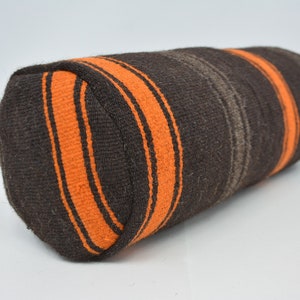Turkish Pillow, Antique Pillows, Kilim Pillow Cover, 8x20 Brown Pillow Case, Cylindrical Pillow Case, Moroccan Kilim Pillow Case, 183