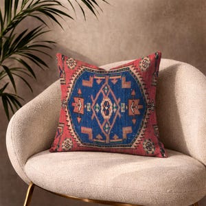 Vintage Anatolisches Kissen, Orientalisches Muster Kissen, Vintage Kilim Kissen, Türkisches Wohndekor, Oushak Teppich Kissen, Dekoratives Kissen,