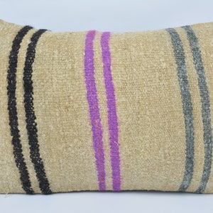 Pillow Covers, Throw Pillow, Kilim Pillows, 16x24 Beige Pillow Cover, Striped Pillow Case, Minimalist Pillow, Nautical Throw Cushion, 224