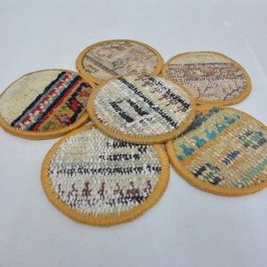 Kilim Coaster, Round Coaster, Rug Coaster, Beige Coaster, Rug Coaster, Washable Coaster, Gift Coaster, Non Slip Coaster,
