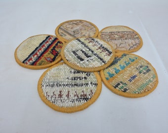 Kilim Coaster, Round Coaster, Rug Coaster, Beige Coaster, Rug Coaster, Washable Coaster, Gift Coaster, Non Slip Coaster,