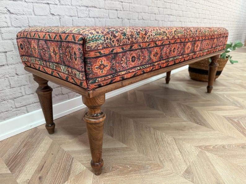 Floral Pattern Bench, Floral Furniture, Saloon Decor, Handmade Bench ...