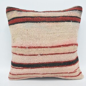 Throw Pillow Cover, Kilim Pillow Covers, Antique Pillows, 16x16 Beige Cushion, Striped Cushion Case, Boho Chic Cushion Case, 113