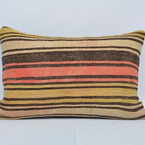 Throw Pillow, Turkish Pillow, Pillow Cover, Kilim Pillow, 16x24 Red Cushion, Striped Pillow, Traditional Pillow, Sofa Cover,  1099