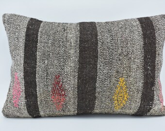 Fodere per cuscini Kilim, Fodere per cuscini decorativi, Cuscino beige 16x24, Cuscino a righe, Federa per cuscino boho, Fodere per cuscini rustiche, 267