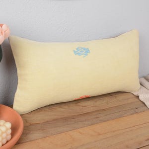 Interior Designer Pillow, Pillow for Sofa, 12x24 Ethnical Kilim Rug Pillow, Gift Pillow, Beige Cushion, Southwestern Lumbar  Pillow,