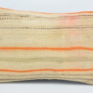 Antique Pillows, Turkish Kilim Pillow, Kilim Pillows, 16x24 Beige Pillow Cover, Striped Cushion Case, One Of A Kind Cushion, 185