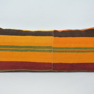Cuscino Kilim, cuscino per divano, cuscino per divano, cuscino arancione 16x36, copertura cuscino a righe, federa Boho Chic, piccole federe, 126